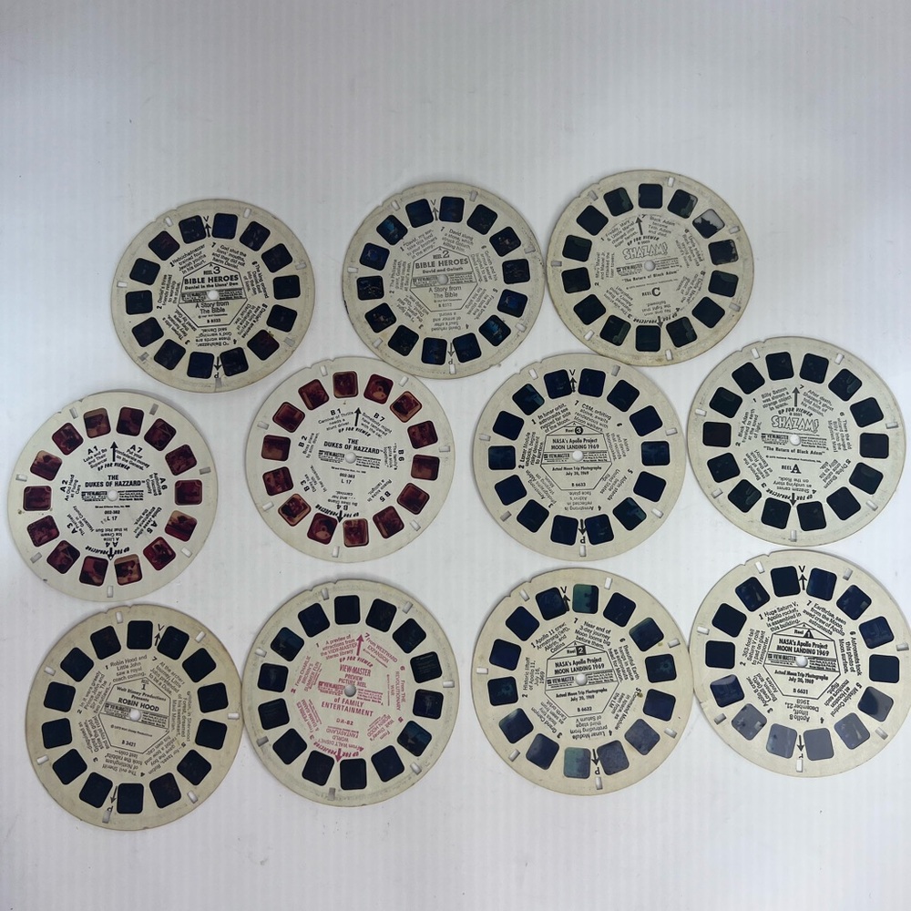 Lot Of 11 Mixed Vintage View Master Reels Disney, NASA, Dukes Of Hazards, & More